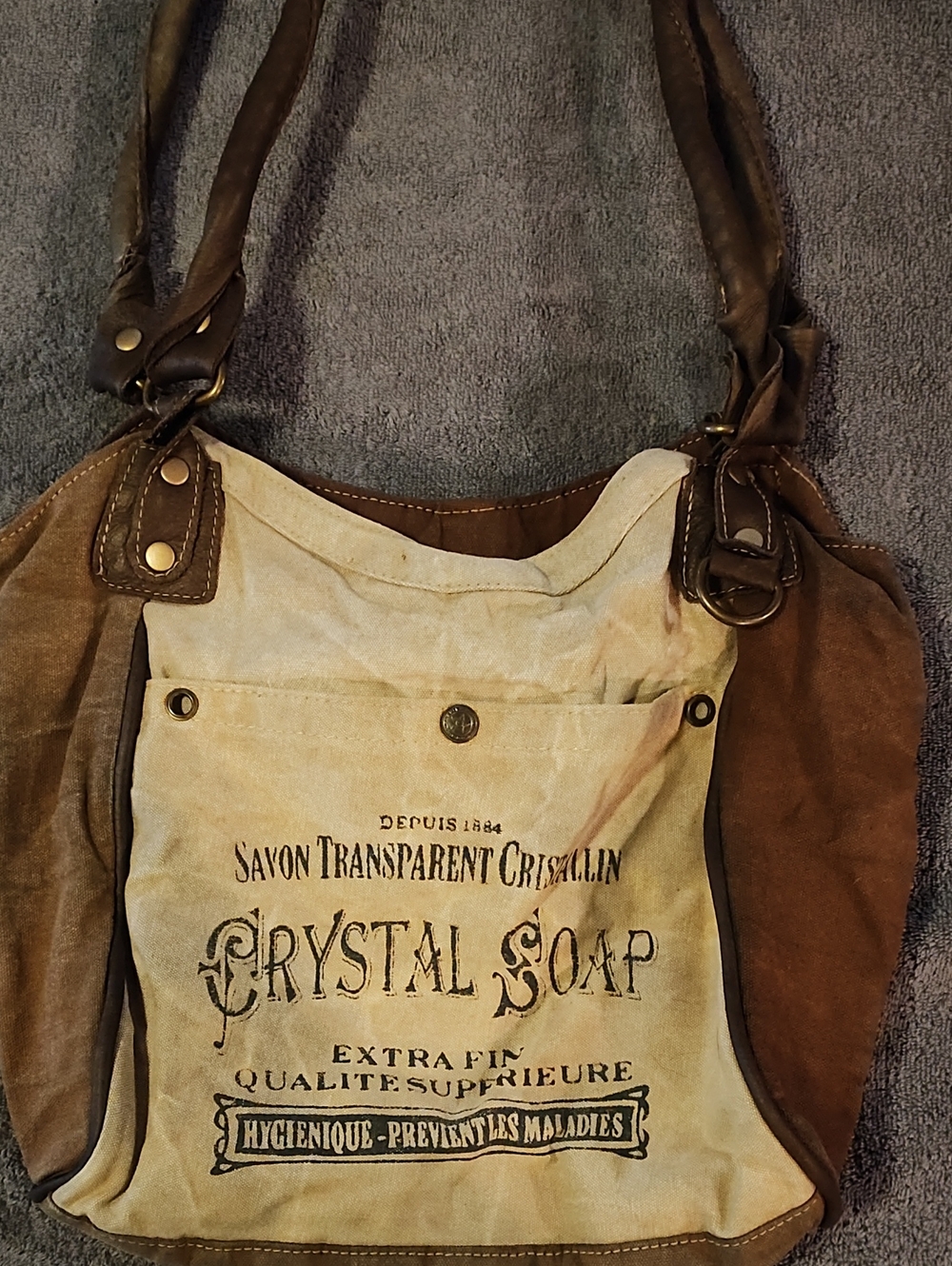 Myra Bag Crystal Soap Canvas & Suede Tote Bag - Brown/Cream